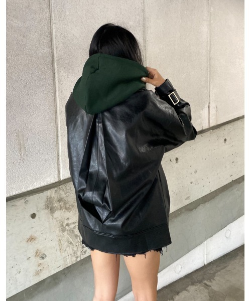 EGOIST（エゴイスト）の「ビッグカラーオーバーライダースジャケット（ライダースジャケット・レディース・ブラック・FREE）」の21枚目の写真