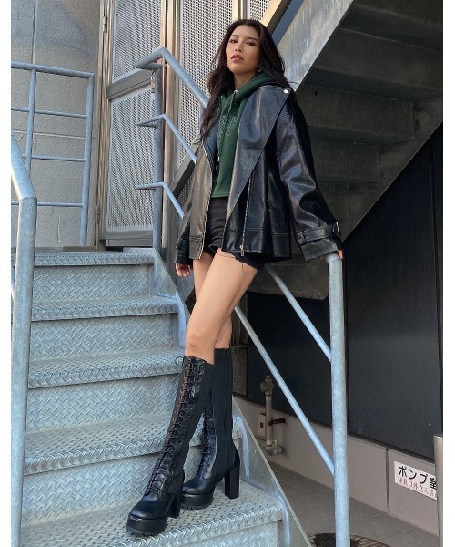 EGOIST（エゴイスト）の「ビッグカラーオーバーライダースジャケット（ライダースジャケット・レディース・ブラック・FREE）」の22枚目の写真