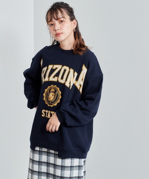 cepo（セポ）の「リメイク カレッジロゴスウェット（スウェット・レディース・ネイビー/グレー・M）」の3枚目の写真