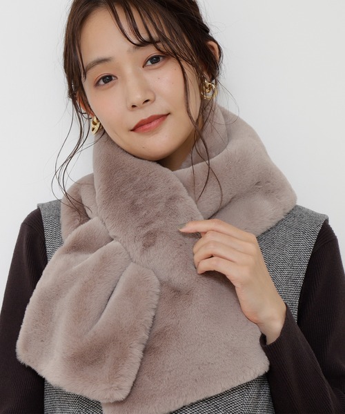 N.（N. Natural Beauty Basic）（エヌエヌナチュラルビューティーベーシック）の「フェイクファーティペット（ストール/ショール・レディース・ベージュ/グレー・ﾌﾘ-）」の3枚目の写真