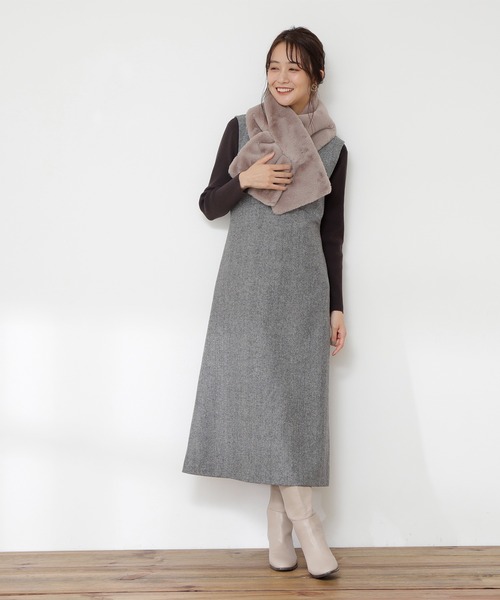 N.（N. Natural Beauty Basic）（エヌエヌナチュラルビューティーベーシック）の「フェイクファーティペット（ストール/ショール・レディース・ベージュ/グレー・ﾌﾘ-）」の4枚目の写真