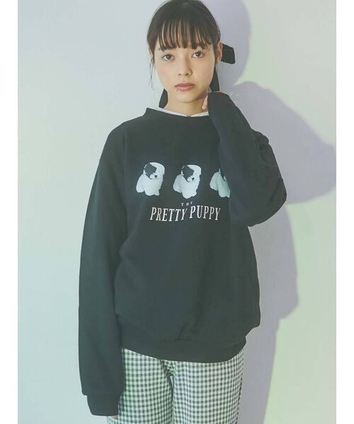 merry jenny（メリージェニー）の「PRETTY PUPPY トレーナー（スウェット・レディース・オフホワイト/ブラック・FREE）」の2枚目の写真