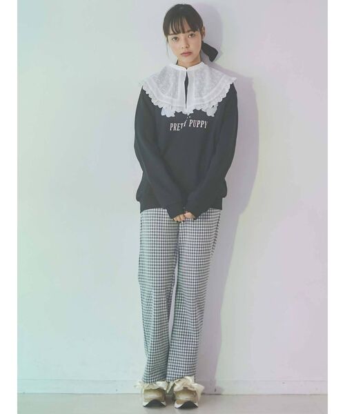 merry jenny（メリージェニー）の「PRETTY PUPPY トレーナー（スウェット・レディース・オフホワイト/ブラック・FREE）」の3枚目の写真