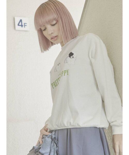 merry jenny（メリージェニー）の「PRETTY PUPPY トレーナー（スウェット・レディース・オフホワイト/ブラック・FREE）」の4枚目の写真