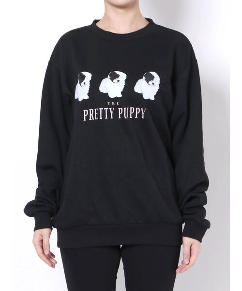 merry jenny（メリージェニー）の「PRETTY PUPPY トレーナー（スウェット・レディース・オフホワイト/ブラック・FREE）」の7枚目の写真
