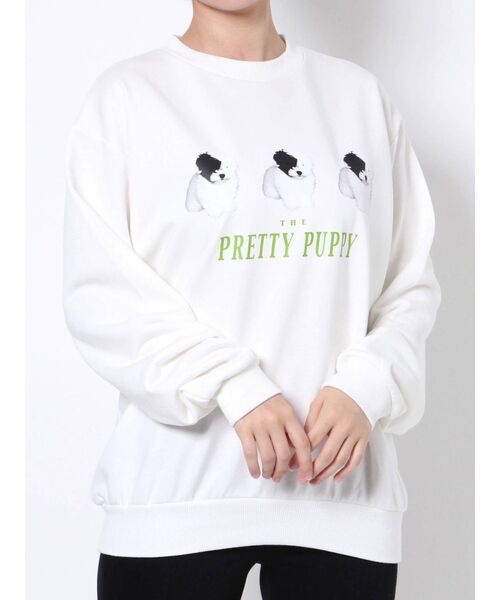 merry jenny（メリージェニー）の「PRETTY PUPPY トレーナー（スウェット・レディース・オフホワイト/ブラック・FREE）」の8枚目の写真