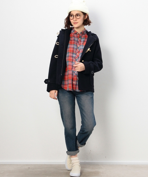 coen（コーエン）の「メルトンショートダッフルコート（ダッフルコート・レディース・ブラック/ネイビー/ベージュ・MEDIUM/LARGE）」の16枚目の写真