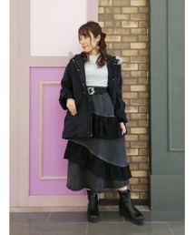フード付ミドル丈モッズコート
