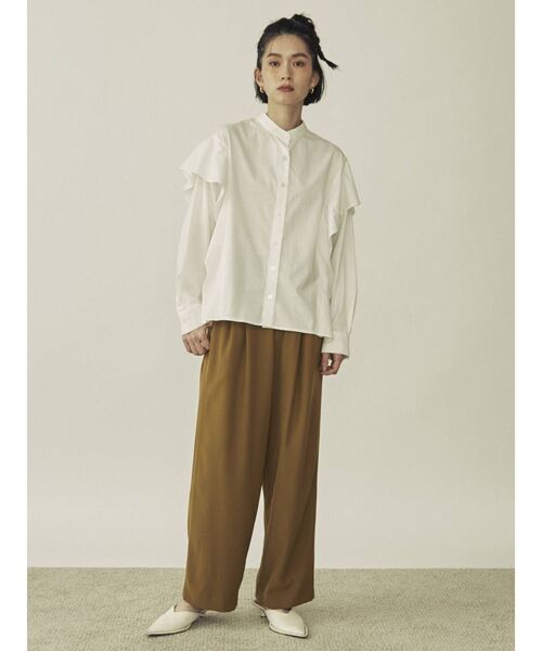 COTORICA（コトリカ）の「サイドフリルオーバーシャツ（シャツ/ブラウス・レディース・ブラック/オフホワイト/ダークオレンジ・FREE）」の5枚目の写真