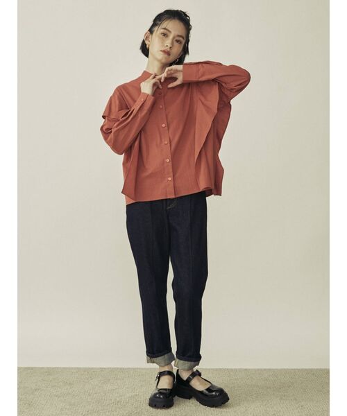 COTORICA（コトリカ）の「サイドフリルオーバーシャツ（シャツ/ブラウス・レディース・ブラック/オフホワイト/ダークオレンジ・FREE）」の9枚目の写真