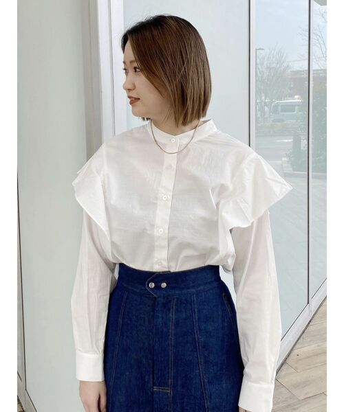 COTORICA（コトリカ）の「サイドフリルオーバーシャツ（シャツ/ブラウス・レディース・ブラック/オフホワイト/ダークオレンジ・FREE）」の14枚目の写真