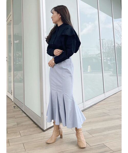 COTORICA（コトリカ）の「サイドフリルオーバーシャツ（シャツ/ブラウス・レディース・ブラック/オフホワイト/ダークオレンジ・FREE）」の17枚目の写真