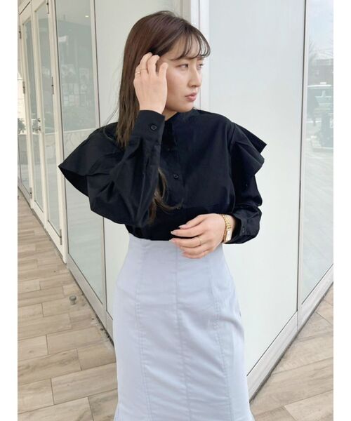 COTORICA（コトリカ）の「サイドフリルオーバーシャツ（シャツ/ブラウス・レディース・ブラック/オフホワイト/ダークオレンジ・FREE）」の18枚目の写真