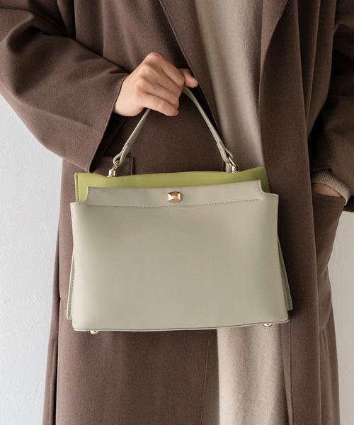 VitaFelice（ヴィータフェリーチェ）の「2スペース2wayコンビカラーバッグ（ハンドバッグ・レディース・アイボリー/ピンク系その他/グレー/ブラック/ホワイト系その他/ベージュ系その他/ホワイト系その他2・FREE）」の5枚目の写真