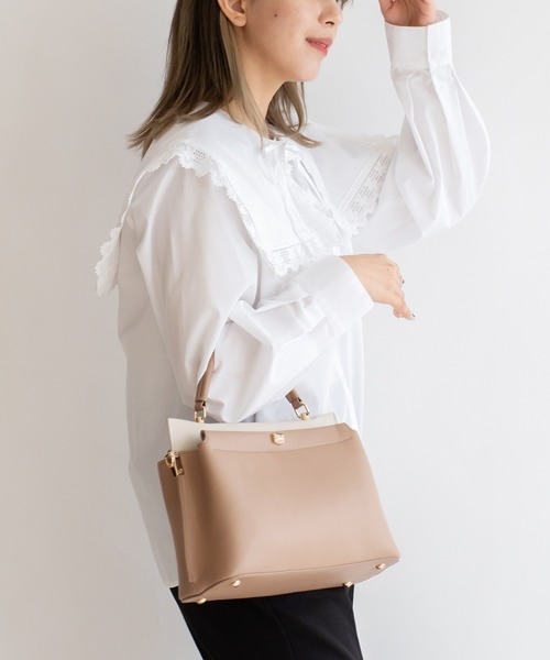 VitaFelice（ヴィータフェリーチェ）の「2スペース2wayコンビカラーバッグ（ハンドバッグ・レディース・アイボリー/ピンク系その他/グレー/ブラック/ホワイト系その他/ベージュ系その他/ホワイト系その他2・FREE）」の19枚目の写真