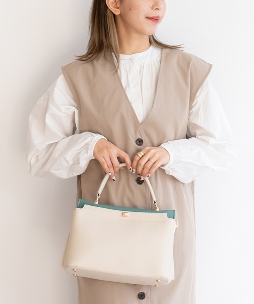 VitaFelice（ヴィータフェリーチェ）の「2スペース2wayコンビカラーバッグ（ハンドバッグ・レディース・アイボリー/ピンク系その他/グレー/ブラック/ホワイト系その他/ベージュ系その他/ホワイト系その他2・FREE）」の20枚目の写真