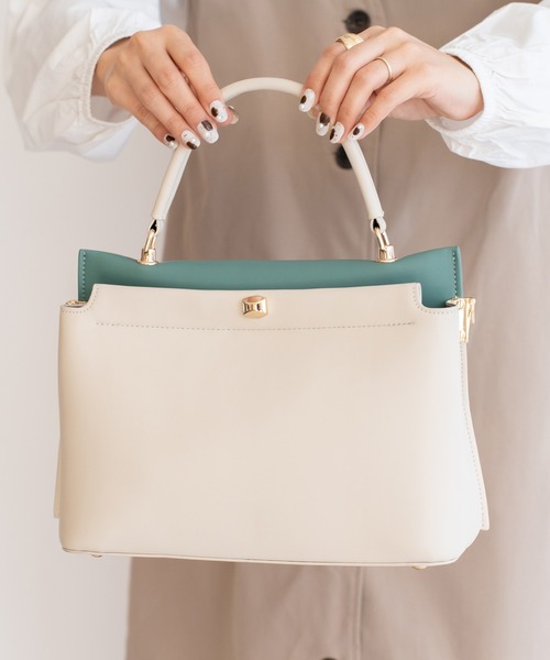 VitaFelice（ヴィータフェリーチェ）の「2スペース2wayコンビカラーバッグ（ハンドバッグ・レディース・アイボリー/ピンク系その他/グレー/ブラック/ホワイト系その他/ベージュ系その他/ホワイト系その他2・FREE）」の22枚目の写真