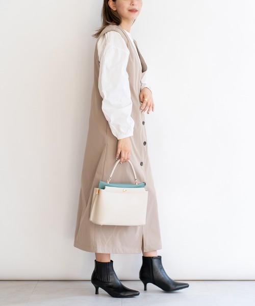 VitaFelice（ヴィータフェリーチェ）の「2スペース2wayコンビカラーバッグ（ハンドバッグ・レディース・アイボリー/ピンク系その他/グレー/ブラック/ホワイト系その他/ベージュ系その他/ホワイト系その他2・FREE）」の11枚目の写真