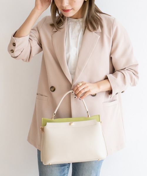 VitaFelice（ヴィータフェリーチェ）の「2スペース2wayコンビカラーバッグ（ハンドバッグ・レディース・アイボリー/ピンク系その他/グレー/ブラック/ホワイト系その他/ベージュ系その他/ホワイト系その他2・FREE）」の15枚目の写真