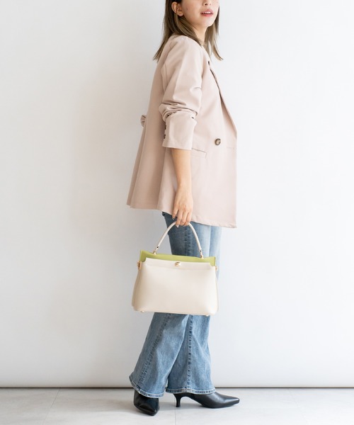 VitaFelice（ヴィータフェリーチェ）の「2スペース2wayコンビカラーバッグ（ハンドバッグ・レディース・アイボリー/ピンク系その他/グレー/ブラック/ホワイト系その他/ベージュ系その他/ホワイト系その他2・FREE）」の16枚目の写真