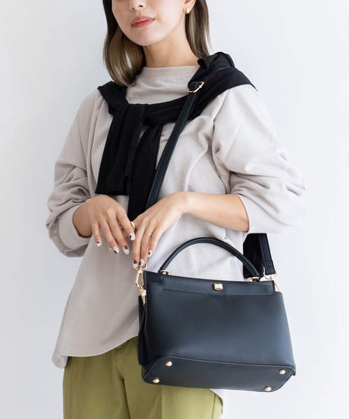 VitaFelice（ヴィータフェリーチェ）の「2スペース2wayコンビカラーバッグ（ハンドバッグ・レディース・アイボリー/ピンク系その他/グレー/ブラック/ホワイト系その他/ベージュ系その他/ホワイト系その他2・FREE）」の12枚目の写真