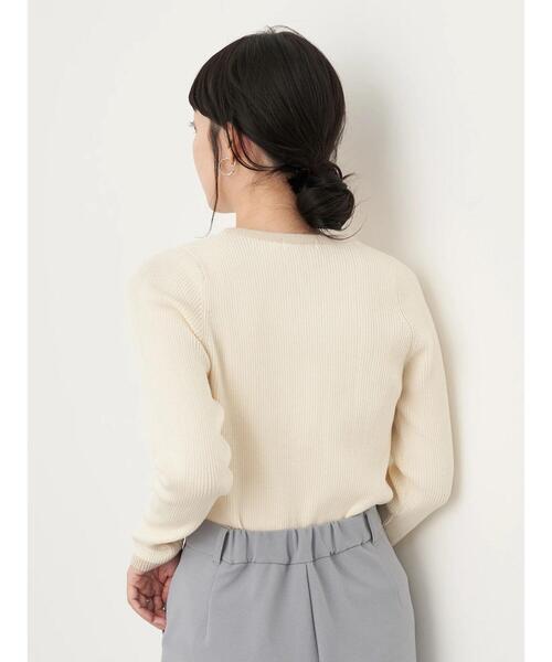 earth music&ecology（アースミュージックアンドエコロジー）の「ヘンリ-ネックリブニットプルオーバー＊（ニット/セーター・レディース・ブラック/サックスブルー/アイボリー/モカ・S/M）」の9枚目の写真