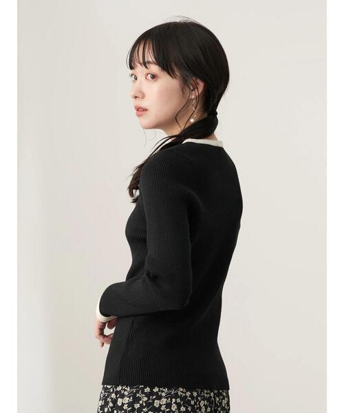 earth music&ecology（アースミュージックアンドエコロジー）の「ヘンリ-ネックリブニットプルオーバー＊（ニット/セーター・レディース・ブラック/サックスブルー/アイボリー/モカ・S/M）」の15枚目の写真