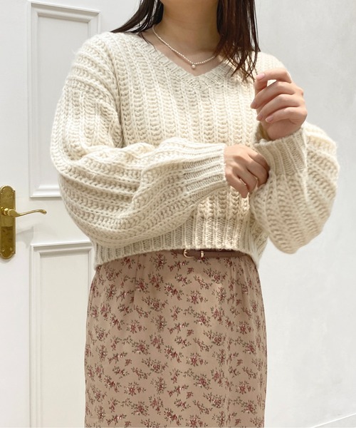 apres jour(アプレジュール)の「ざっくり編みニット【ZOZOTOWN限定アイテム】(ニット/セーター・レディース・アイボリー/ピンク/ブルー/スモークピンク・X-LARGE/フリー)」の9枚目の写真