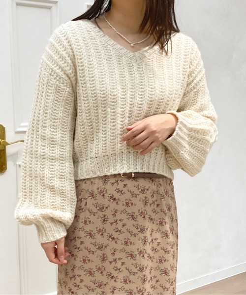 apres jour(アプレジュール)の「ざっくり編みニット【ZOZOTOWN限定アイテム】(ニット/セーター・レディース・アイボリー/ピンク/ブルー/スモークピンク・X-LARGE/フリー)」の10枚目の写真