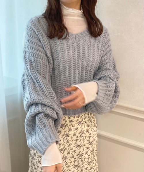 She's Closet ニット セーター ボリュームスリーブロング丈