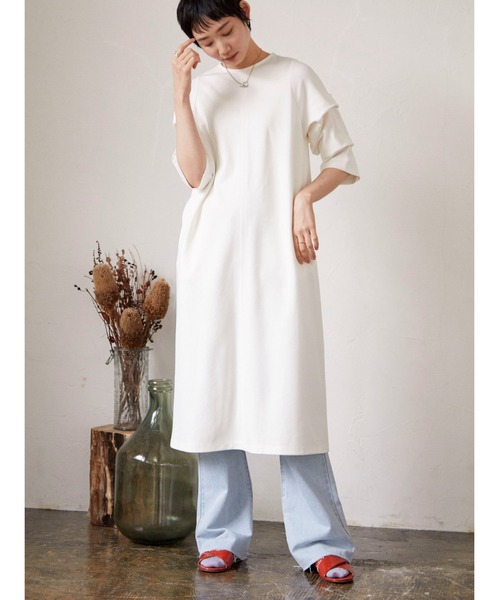 armonia（アルモニーア）の「armonia.デザイン袖ワンピース（ワンピース・レディース・ブラック/オフホワイト・FREE）」の2枚目の写真