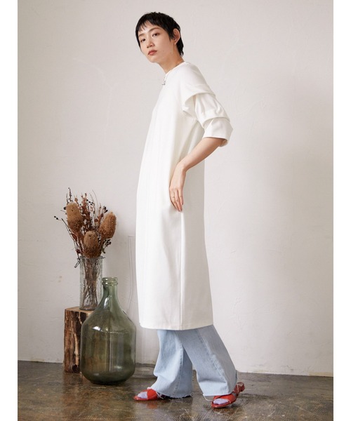 armonia（アルモニーア）の「armonia.デザイン袖ワンピース（ワンピース・レディース・ブラック/オフホワイト・FREE）」の4枚目の写真