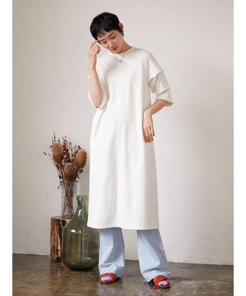 armonia（アルモニーア）の「armonia.デザイン袖ワンピース（ワンピース・レディース・ブラック/オフホワイト・FREE）」の9枚目の写真