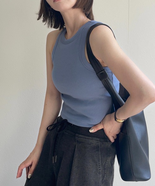 ap retro(アプレトロ)の「カップ付きアメスリタンク(タンクトップ・レディース・ブラック/グリーン/オレンジ/オフホワイト/ベージュ/ブラウン/ブルー/アイボリー/ブラック系その他/ホワイト系その他/杢グレー/ピンク・FREE)」の10枚目の写真