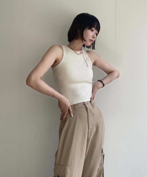 ap retro(アプレトロ)の「カップ付きアメスリタンク(タンクトップ・レディース・ブラック/グリーン/オレンジ/オフホワイト/ベージュ/ブラウン/ブルー/アイボリー/ブラック系その他/ホワイト系その他/杢グレー/ピンク・FREE)」の16枚目の写真