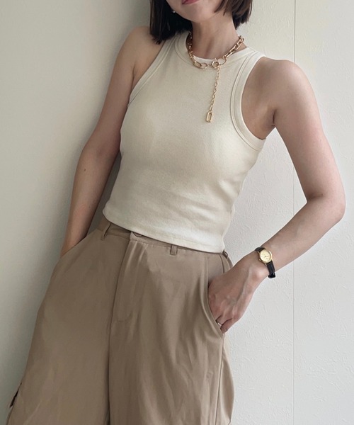 ap retro(アプレトロ)の「カップ付きアメスリタンク(タンクトップ・レディース・ブラック/グリーン/オレンジ/オフホワイト/ベージュ/ブラウン/ブルー/アイボリー/ブラック系その他/ホワイト系その他/杢グレー/ピンク・FREE)」の18枚目の写真