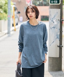 たけ  XLSAINT ロゴ入り グレー 長袖カットソー セール】【forksy.】スプレー加工ロゴ刺繍オーバーサイズロンT