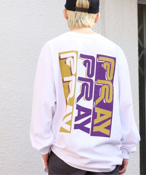 POWERS（パワーズ）の「POWERS/パワーズ PRAYPRAYPRAY LS TEE ロゴロンT ロングスリーブ ワンポイント 長袖（Tシャツ/カットソー・メンズ・パープル/ホワイト/グリーン・L/XL/M）」の11枚目の写真