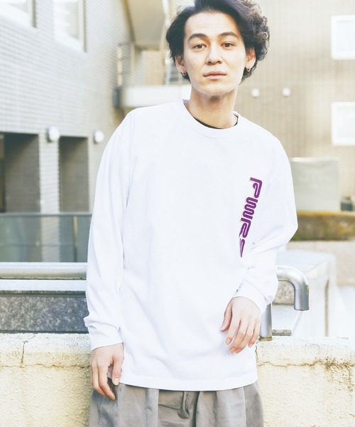 POWERS（パワーズ）の「POWERS/パワーズ PRAYPRAYPRAY LS TEE ロゴロンT ロングスリーブ ワンポイント 長袖（Tシャツ/カットソー・メンズ・パープル/ホワイト/グリーン・L/XL/M）」の4枚目の写真