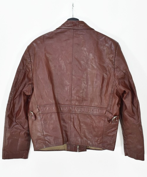 VINTAGE（ヴィンテージ）の「【ヴィンテージ古着】80’s ジップアップ レザージャケット（ブルゾン・メンズ・ブラウン・LARGE）」の6枚目の写真