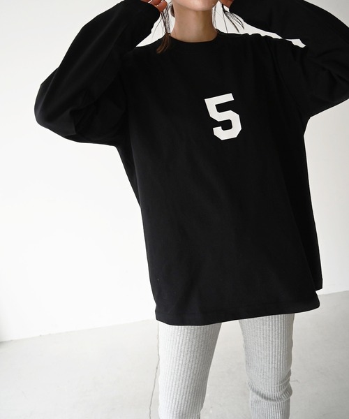 CANAL JEAN（キャナルジーン）の「1975 TOKYO(1975 トーキョー) "TEAM5"ロングTシャツ（Tシャツ/カットソー・レディース・ホワイト/ブラック/ブルー・LARGE/X-LARGE）」の2枚目の写真