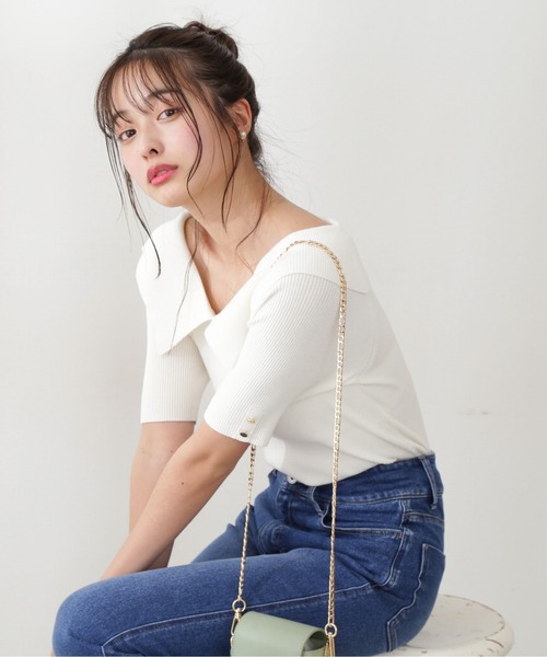 PROPORTION BODY DRESSING（プロポーションボディドレッシング）の「カラーリブニット / 1212170402（ニット/セーター・レディース・レッド/ホワイト系その他/ブラック・FREE）」の2枚目の写真