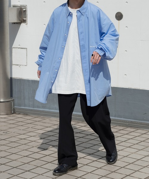 Perushu（ペルーシュ）の「オーバーサイズワンポイントシャツ（シャツ/ブラウス・メンズ・ライトブルー/ピンク/イエロー/ホワイト・LARGE/MEDIUM）」の20枚目の写真