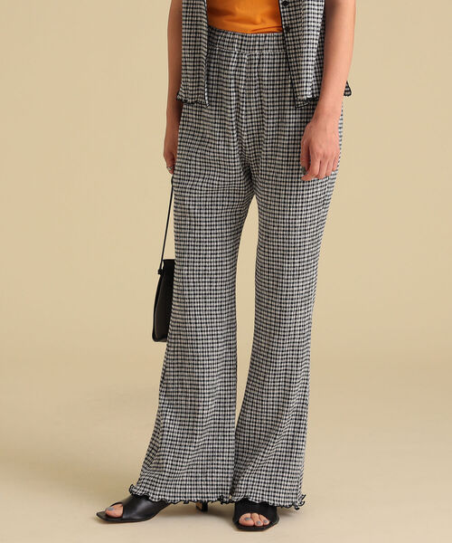 Ray BEAMS（レイビームス）の「Ray BEAMS / シャーリング ギンガム パンツ（その他パンツ・レディース・ブラック/オレンジ/グリーン系その他3・1/0）」の4枚目の写真