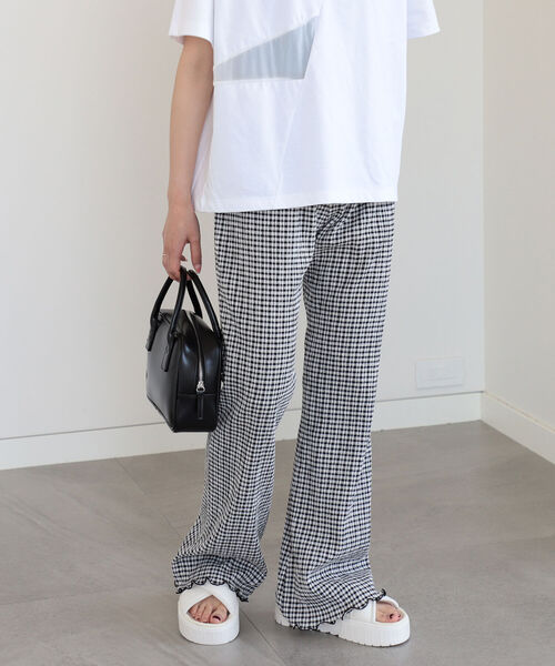 Ray BEAMS（レイビームス）の「Ray BEAMS / シャーリング ギンガム パンツ（その他パンツ・レディース・ブラック/オレンジ/グリーン系その他3・1/0）」の7枚目の写真