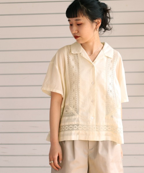 cepo(セポ)の「カイキンレースシャツ(シャツ/ブラウス・レディース・ブラック/ベージュ/グリーン/オレンジ・M)」の3枚目の写真