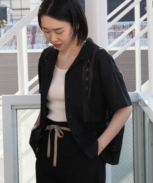 cepo(セポ)の「カイキンレースシャツ(シャツ/ブラウス・レディース・ブラック/ベージュ/グリーン/オレンジ・M)」の2枚目の写真