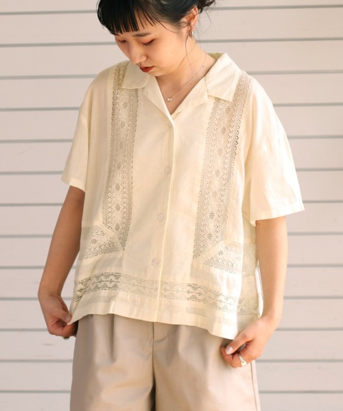 cepo(セポ)の「カイキンレースシャツ(シャツ/ブラウス・レディース・ブラック/ベージュ/グリーン/オレンジ・M)」の5枚目の写真