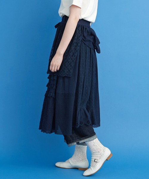 Malle chambre de charme レースonレースラップ風スカート Malle chambre de charme レースonレースラップ風スカート
