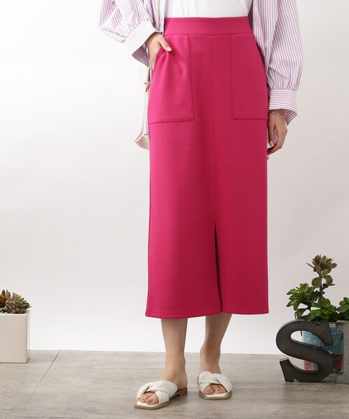 DRESKIP(ドレスキップ)の「◆ダンボ-ルニットナロ-スカート(スカート・レディース・ライトグレー/ピンク系/ブラック・03/02/04)」の1枚目の写真